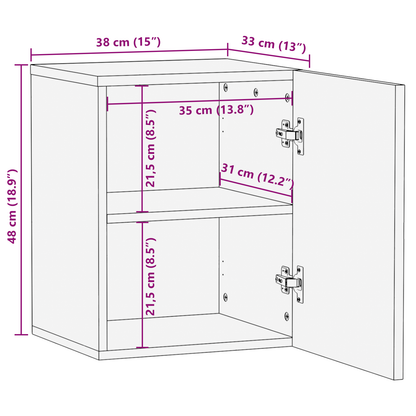 Badkamer Kast met plank met opslag met de deur Bruin 38 x 33.5 x 48 cm