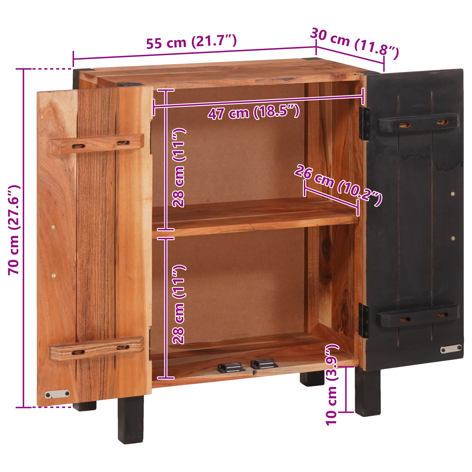 Buffets & Zijtafels Bruin 55 x 30 x 75 cm Massief acaciahout