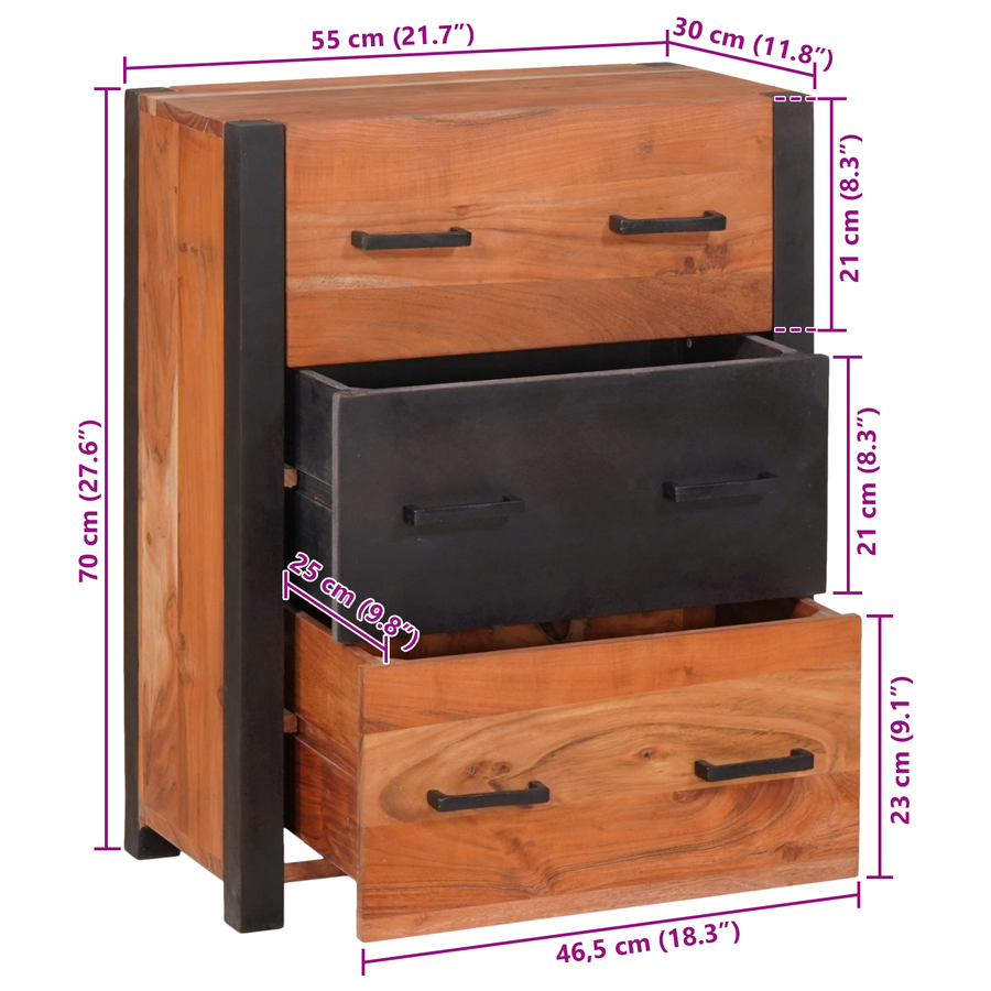 Buffets & Zijtafels Bruin 55 x 30 x 75 cm Massief acaciahout