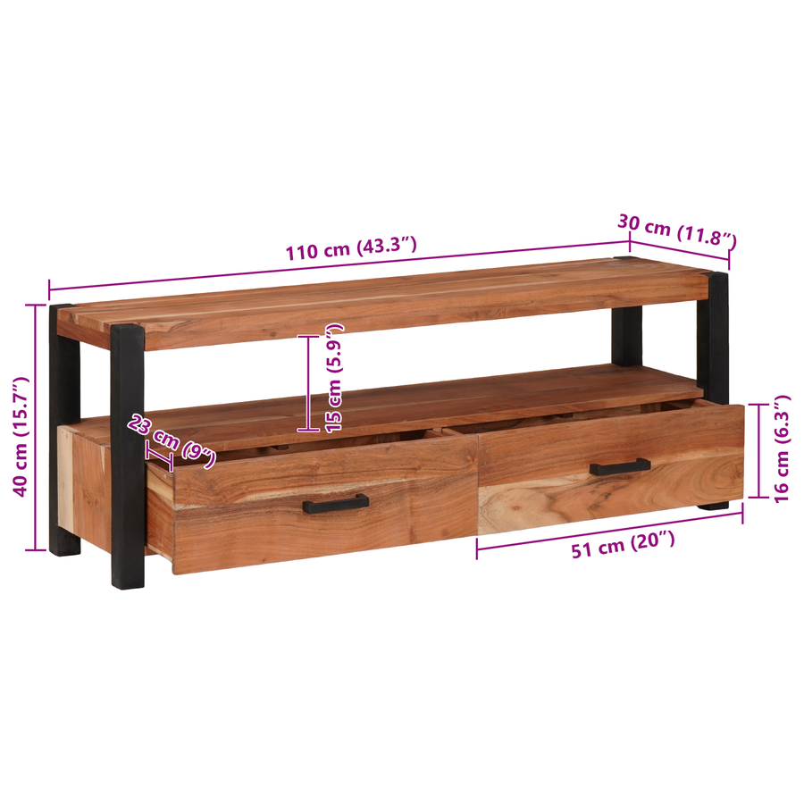Media-opslagkasten en rekken met lade met plank met opslag Bruin 110 x 30 x 40 cm