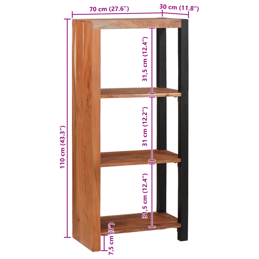 Boekenkast Bruin, Zwart 50 x 30 x 110 cm Massief Acaciahout
