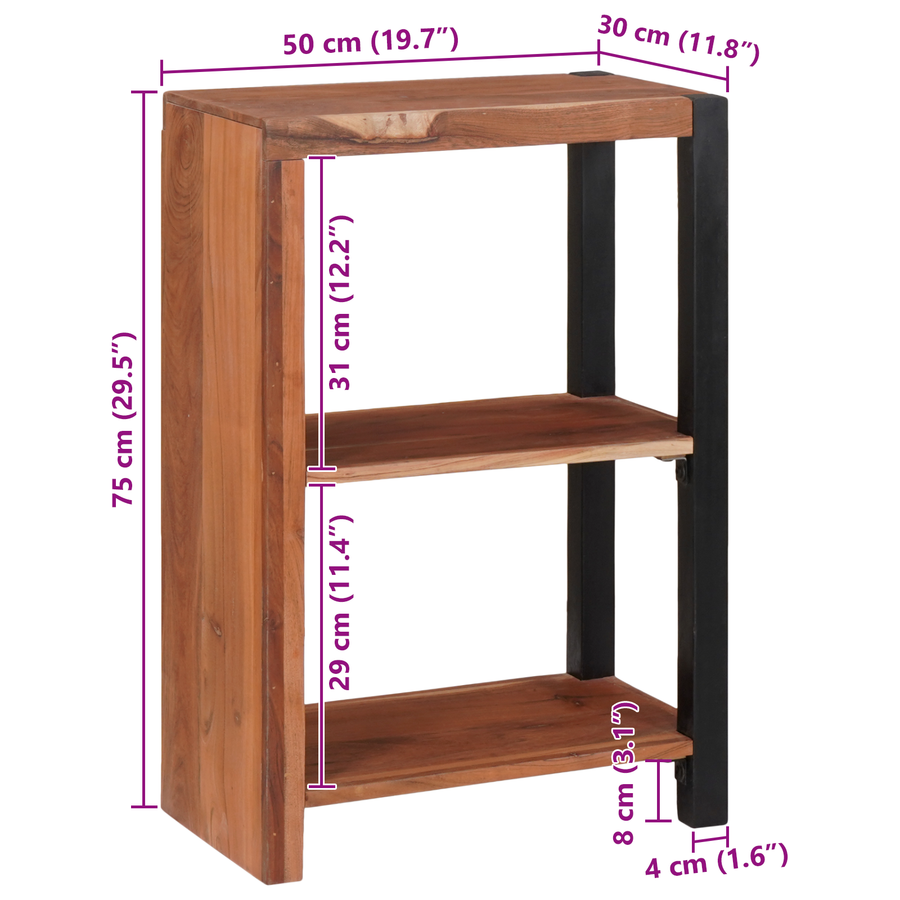 Boekenkast Bruin, Zwart 80 x 30 x 110 cm Massief Acaciahout