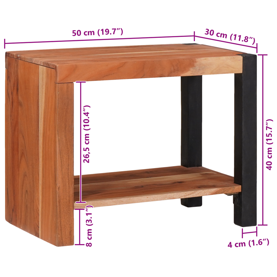 Boekenkast Bruin, Zwart 50 x 30 x 40 cm Massief Acaciahout