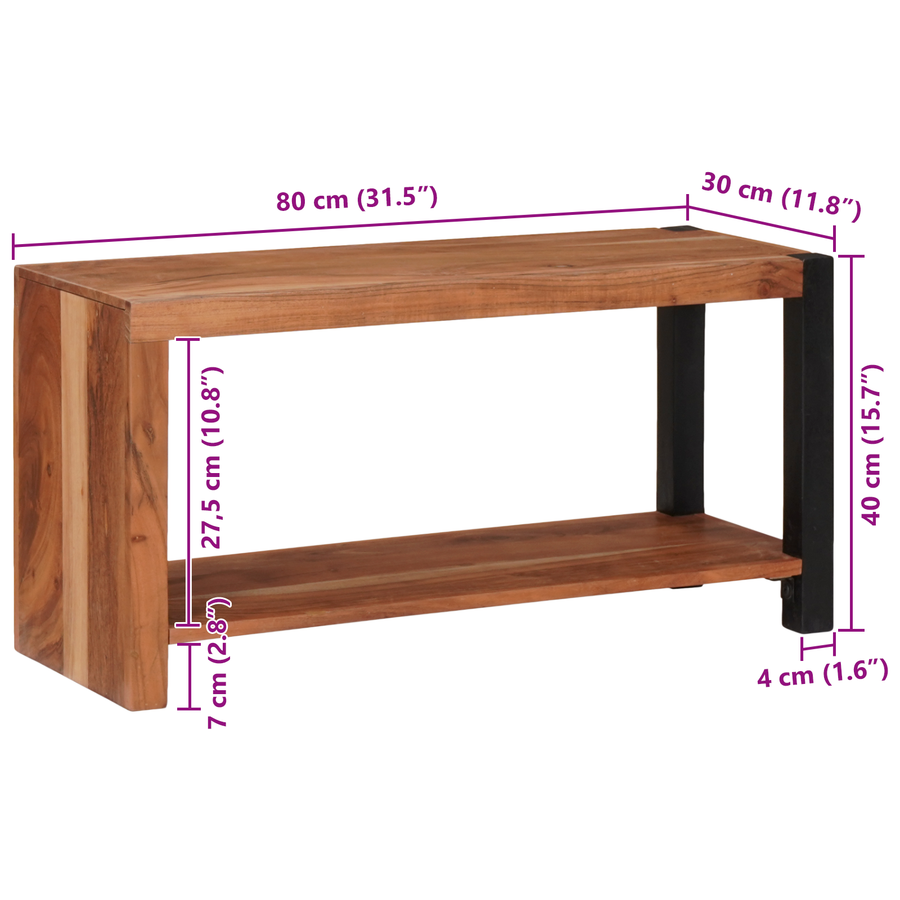 Boekenkast Bruin, Zwart 80 x 30 x 110 cm Massief Acaciahout