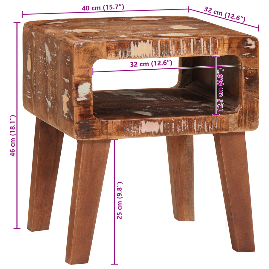 Eindtafels Multikleur 40 x 32 x 46 cm massief gerecycled hout