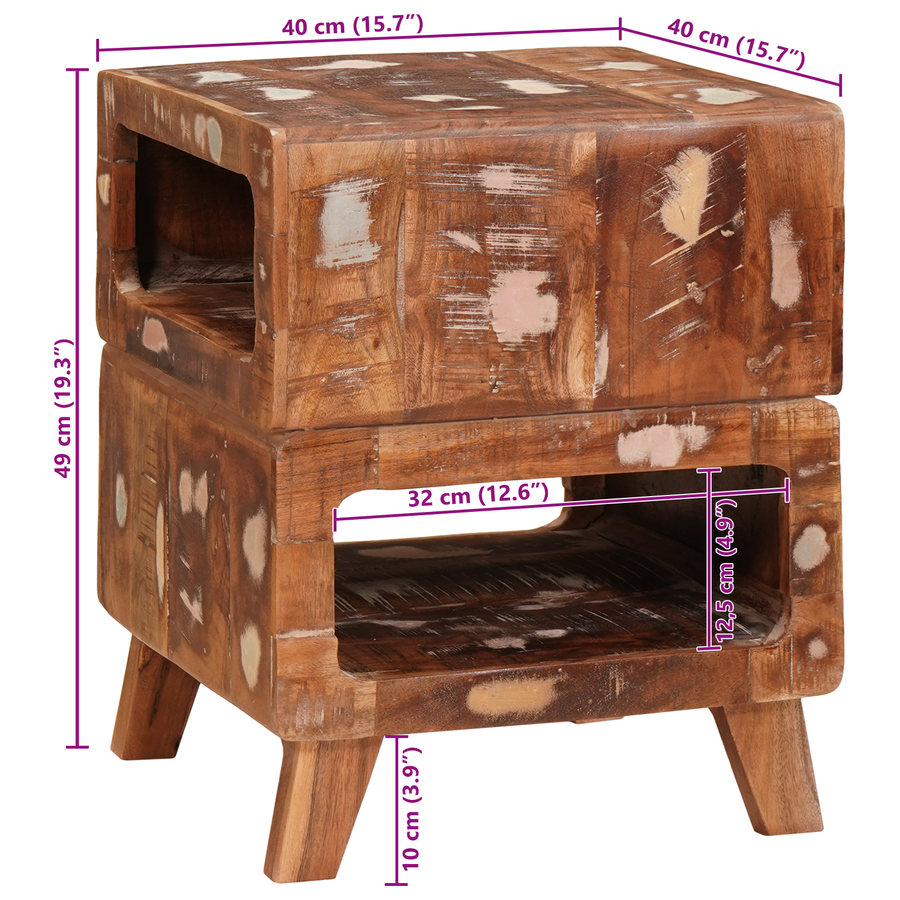 Eindtafels Multikleur 40 x 40 x 49 cm massief gerecycled hout