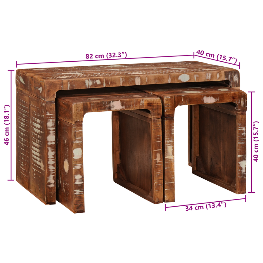 Eindtafels Multikleur massief gerecycled hout