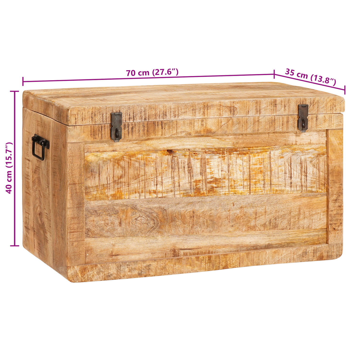 Opslagdoos met opslag met slot Bruin 70 x 35 x 40 cm massief mangohout