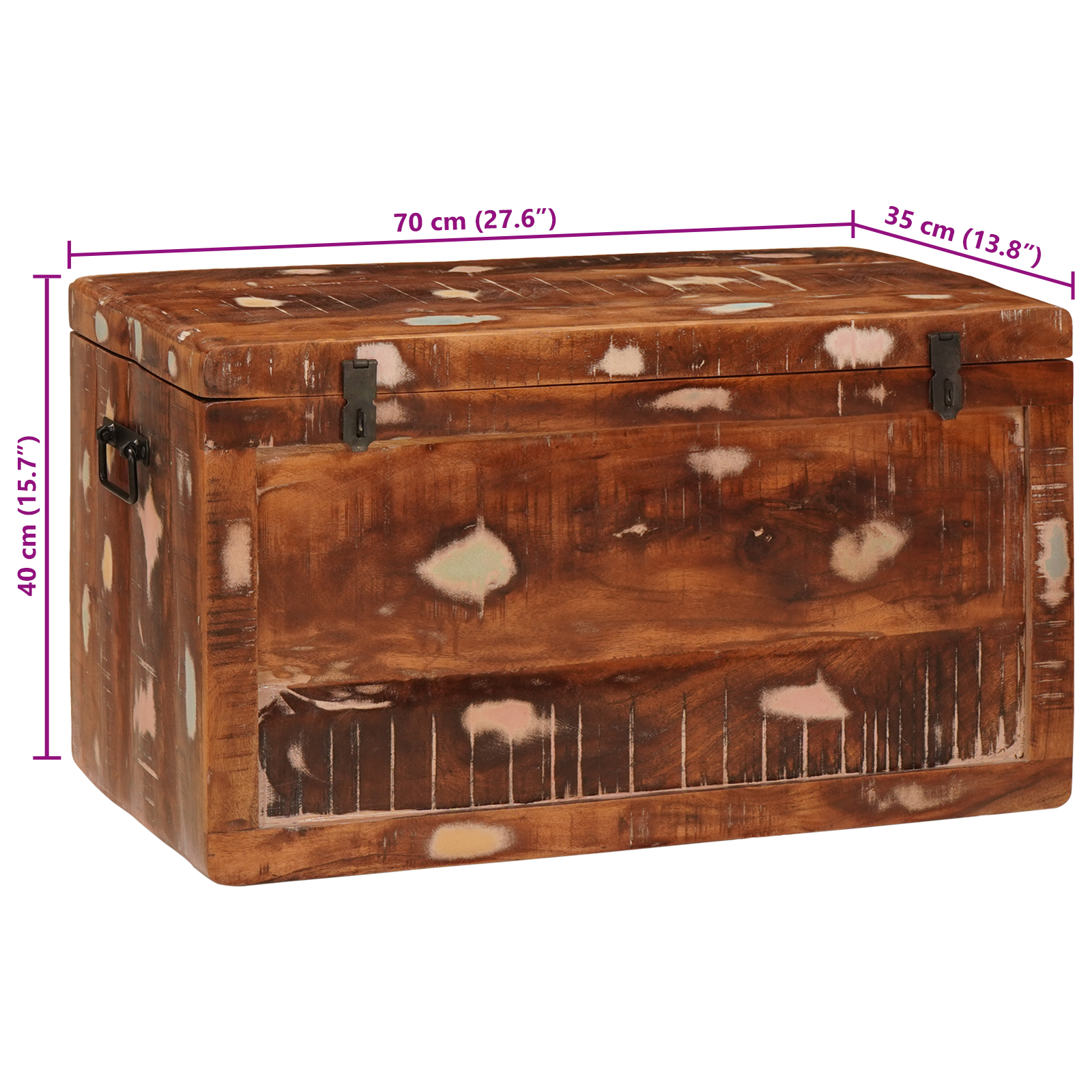 Opslagdoos Multikleur 70 x 35 x 40 cm massief gerecycled hout