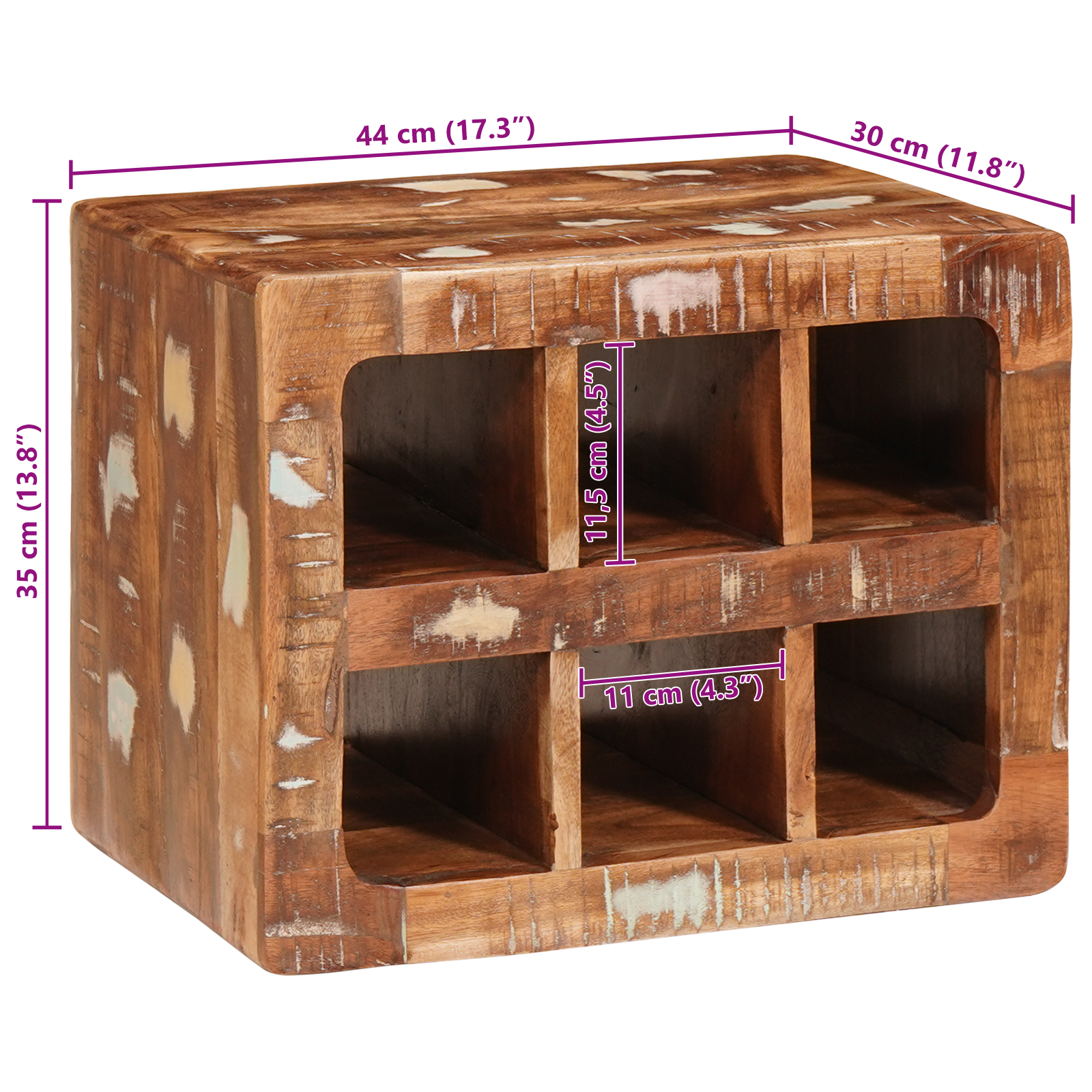 Wijnrek Bruin 44 x 30 x 35 cm Massief gerecycled hout