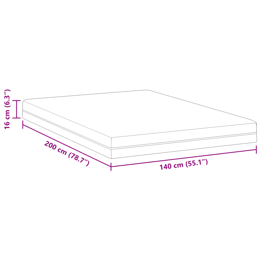 Matrassen Wit, Grijs 140 x 200 cm 100% polyester jacquard stof