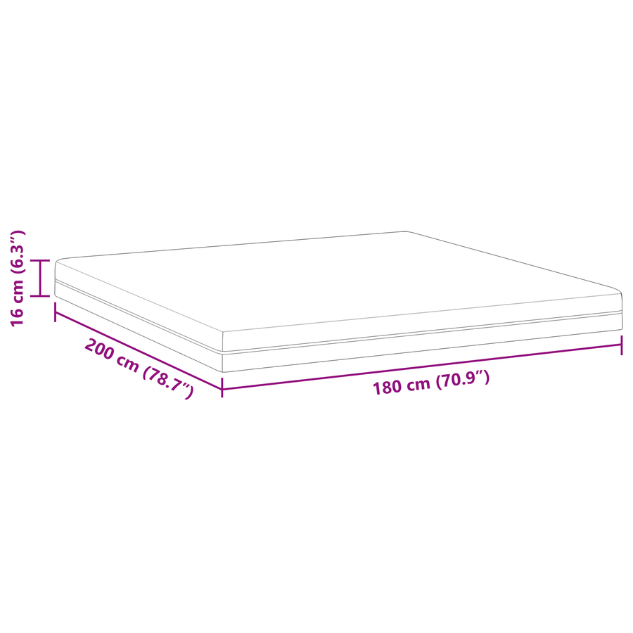 Matrassen Wit, Grijs 180 x 200 cm 100% polyester jacquard stof