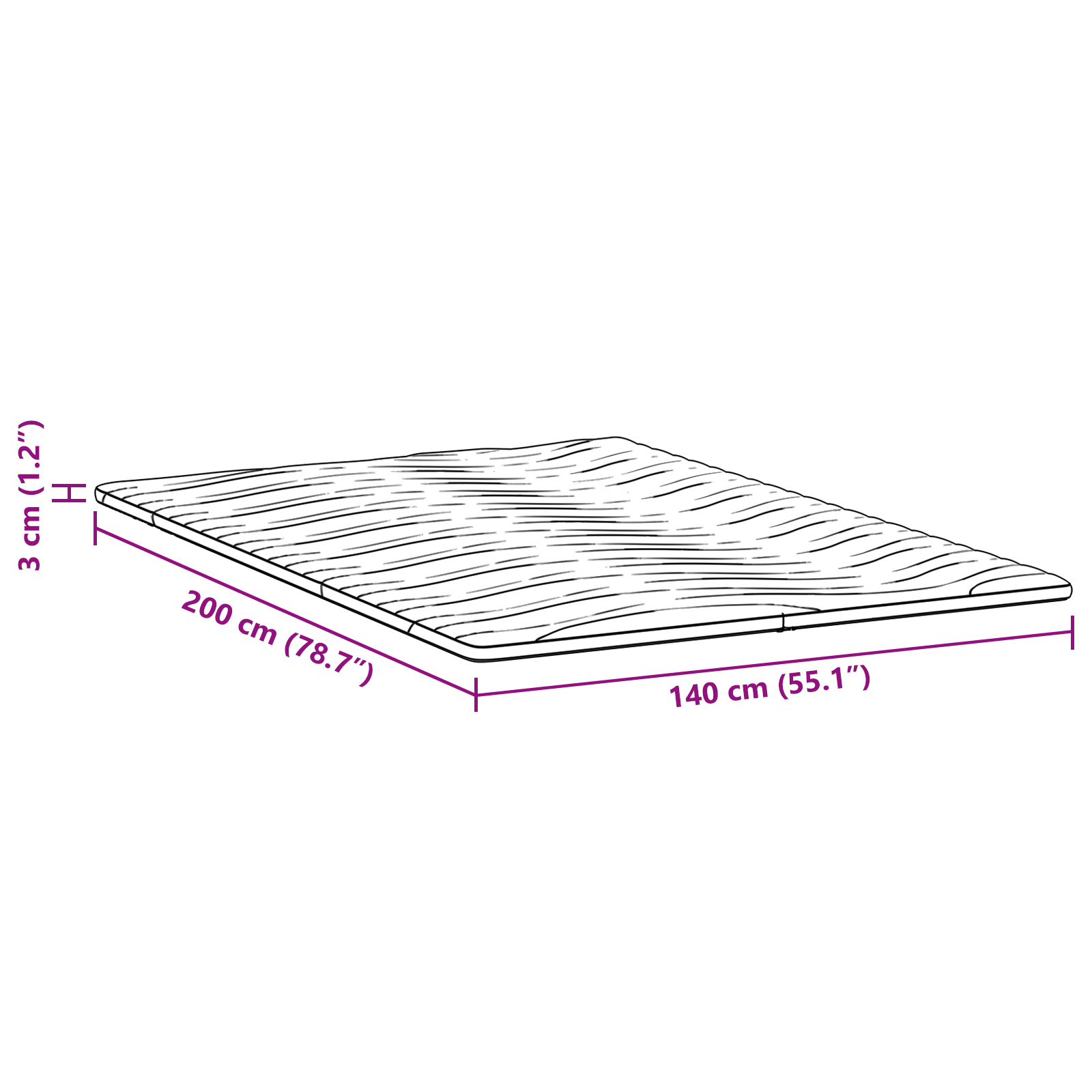 Matraspads Wit 140 x 200 cm Niet-plakkende polyester