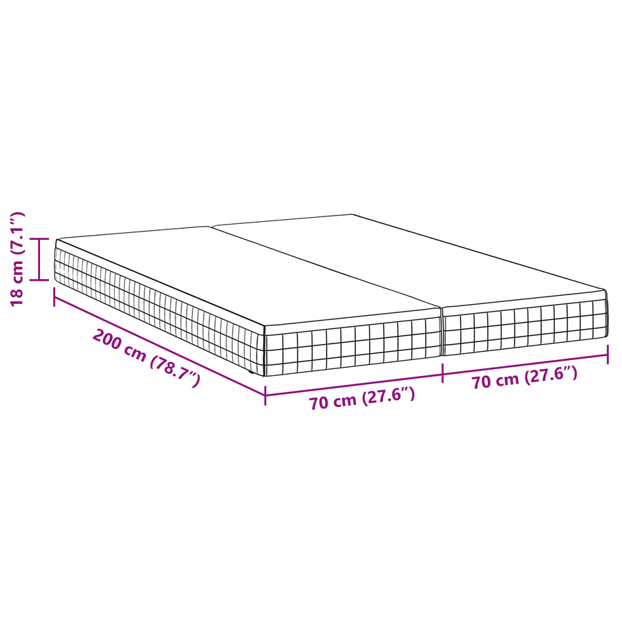 Matrassen 2 pcs Wit, Grijs 70 x 200 cm Gebreide stof