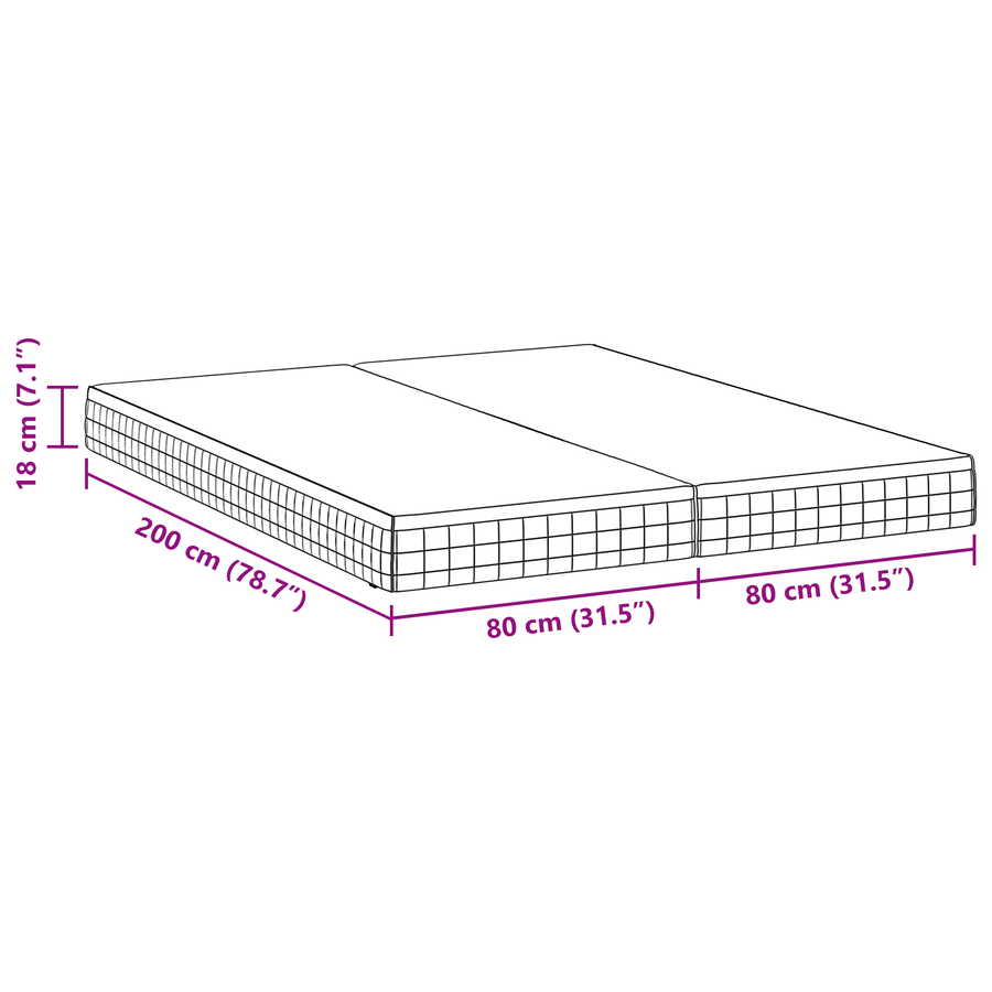 Matrassen 2 pcs Wit, Grijs 80 x 200 cm Gebreide stof