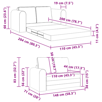 ligbed 2-in-1 Blauw 148x71x83 cm Fluwelen