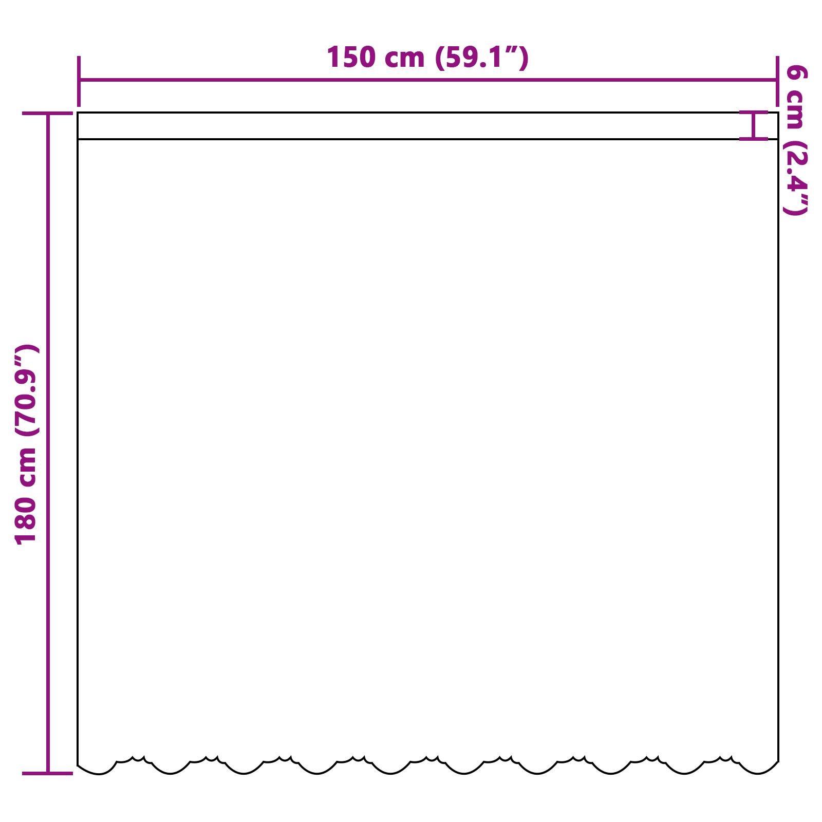 Kantgordijn met gordijnen Wit 150 x 180 cm Polyester