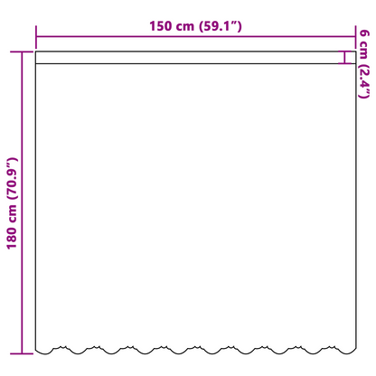 Kantgordijn met gordijnen Wit 150 x 180 cm Polyester