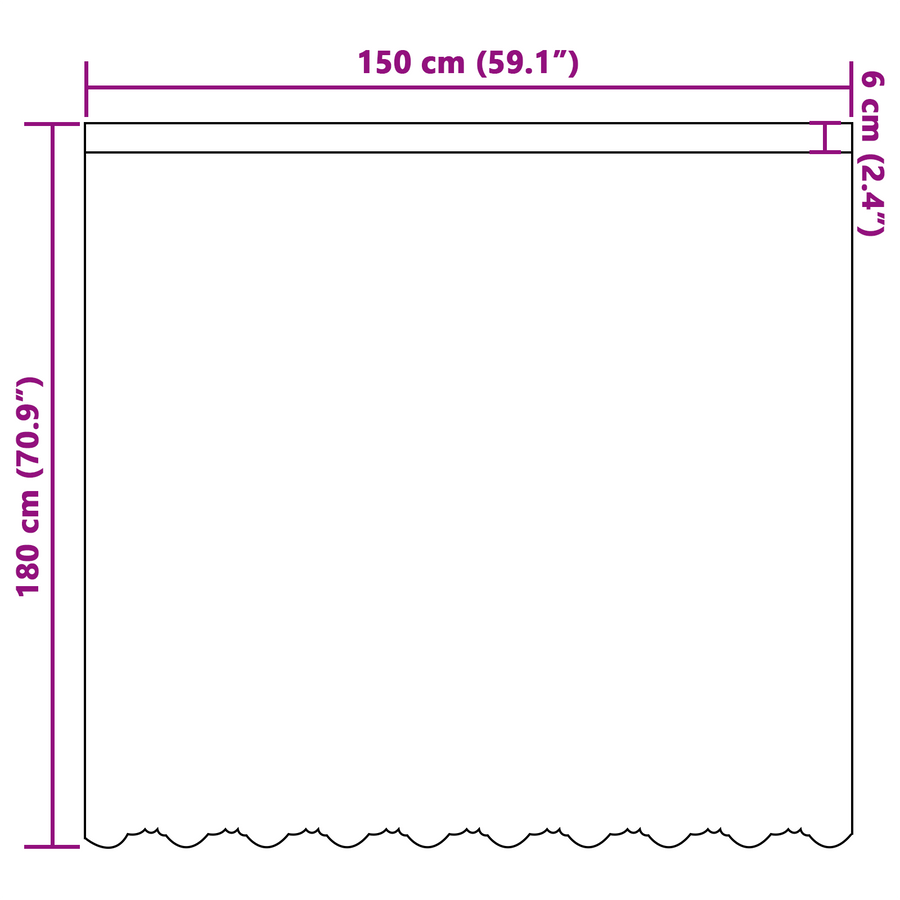 Kantgordijn met gordijnen Wit 150 x 180 cm Polyester