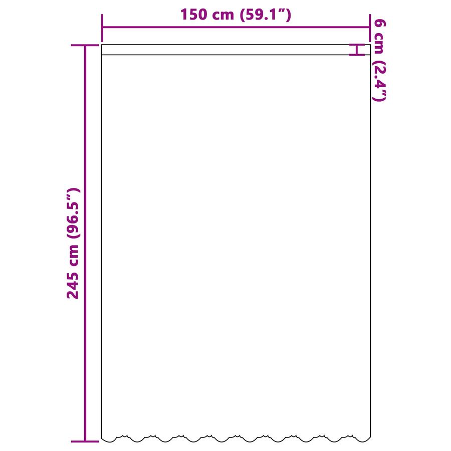 Kantgordijn met gordijnen Wit 150 x 245 cm Polyester