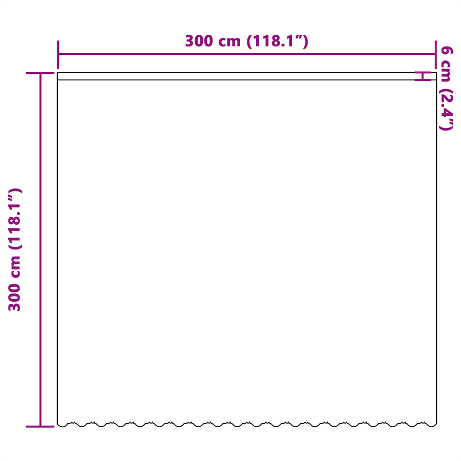 Kantgordijn met gordijnen Bloemen Wit 300 x 300 cm Polyester