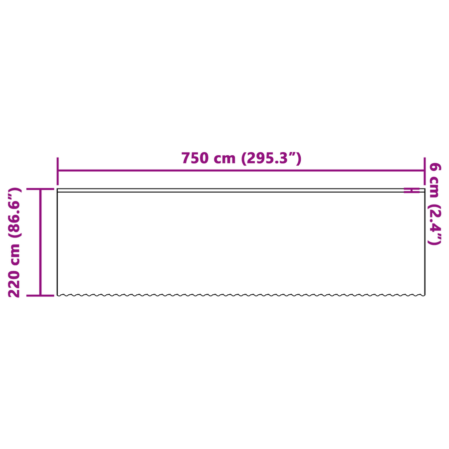 Kantgordijn met gordijnen Wit 750 x 220 cm Polyester