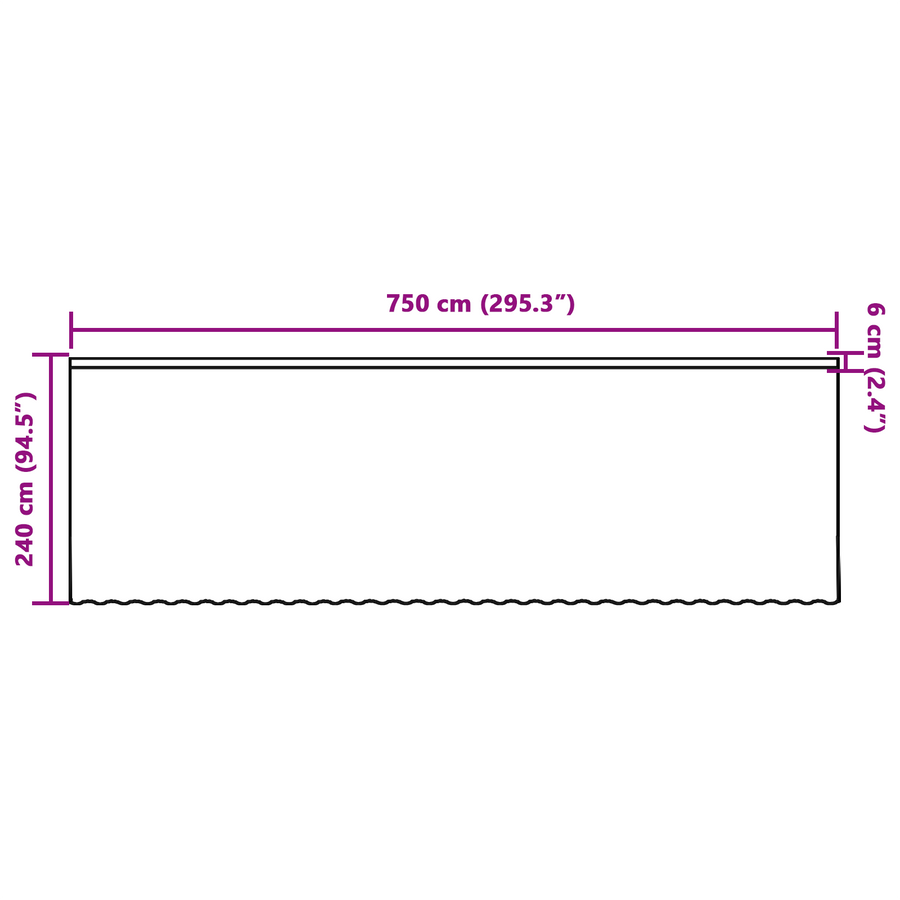 Kantgordijn met gordijnen Wit 750 x 240 cm Polyester