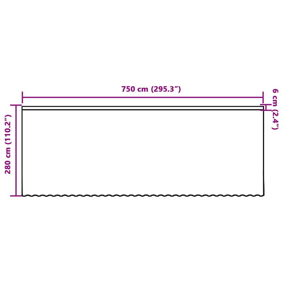 Kantgordijn met gordijnen Wit 750 x 280 cm Polyester