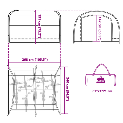 Tent met dak met luchtopening Grijs en oranje 268 x 240 x 191 cm