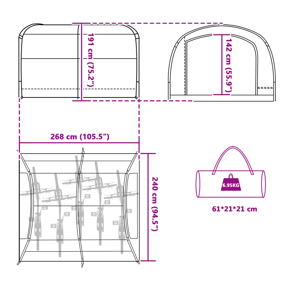 Tent met dak met luchtopening Grijs en oranje 268 x 240 x 191 cm