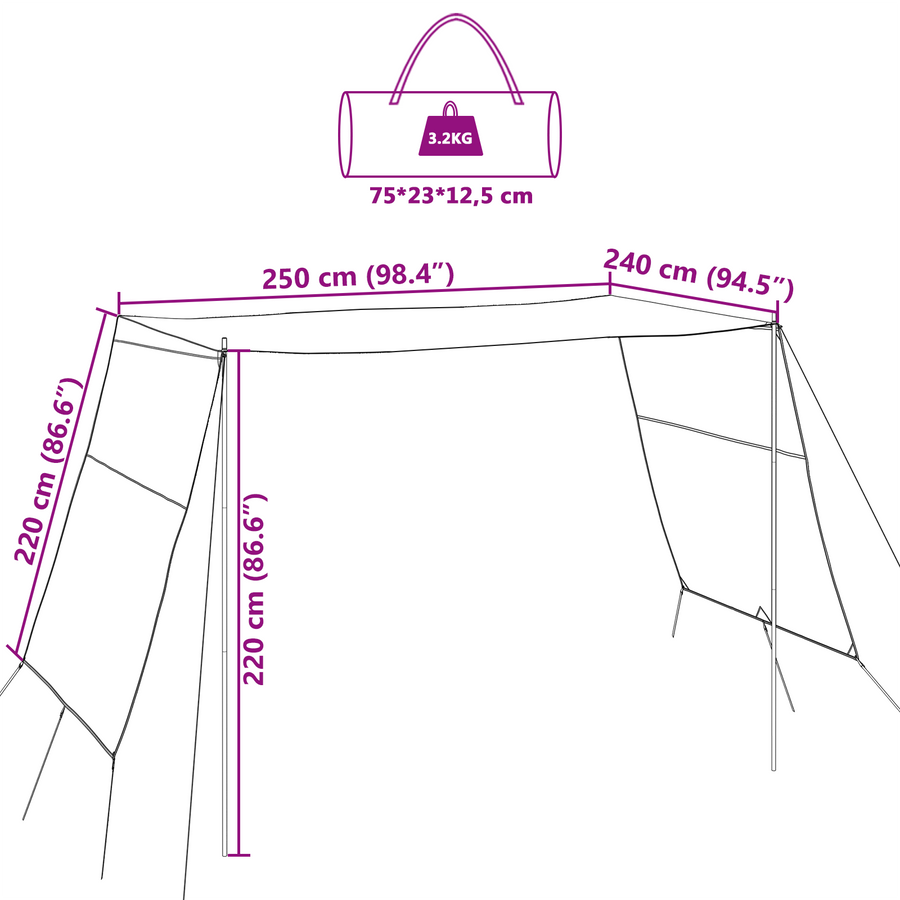 Waterbestendige Tarp 302 x 240 x 240 cm