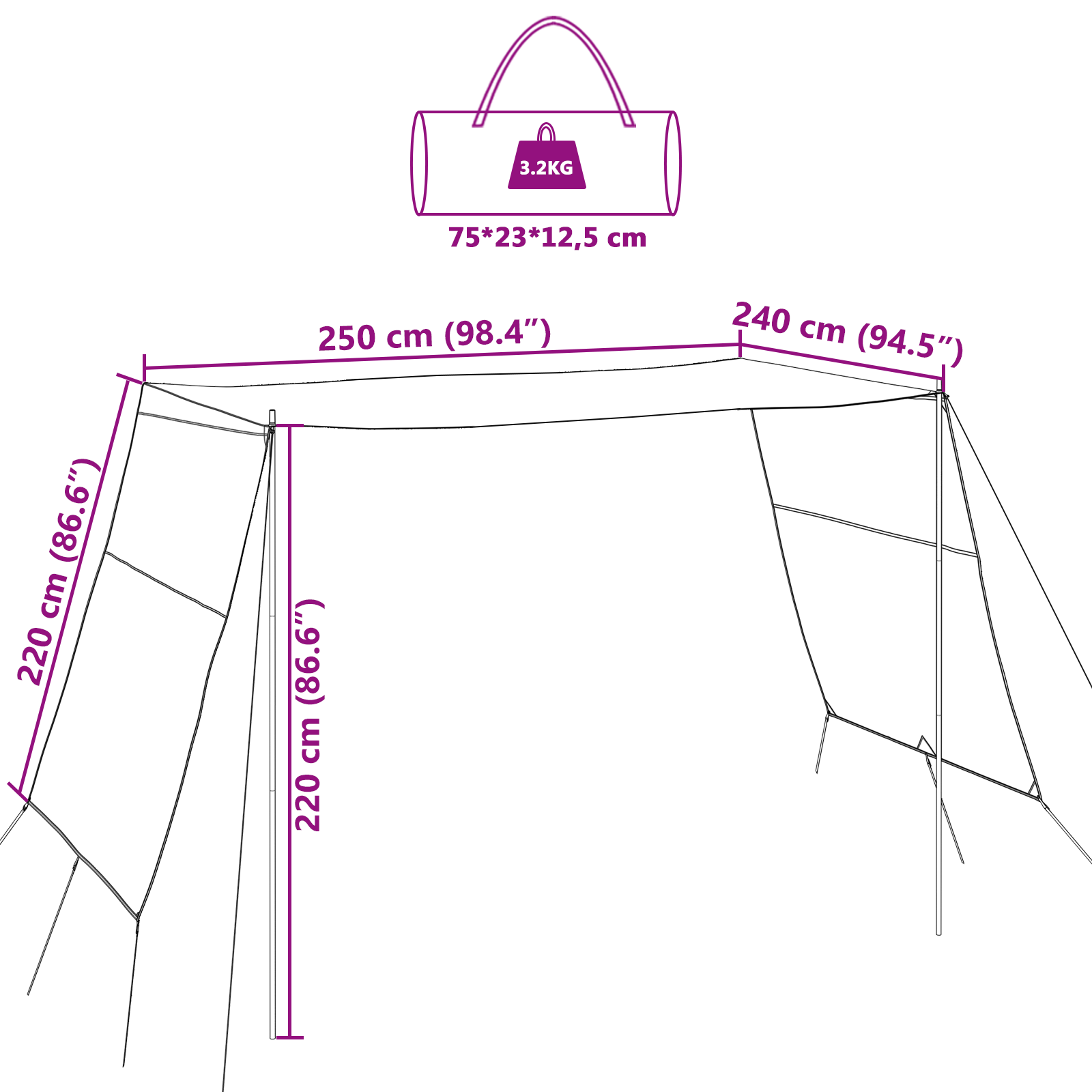 Waterbestendige Tarp 302 x 240 x 240 cm