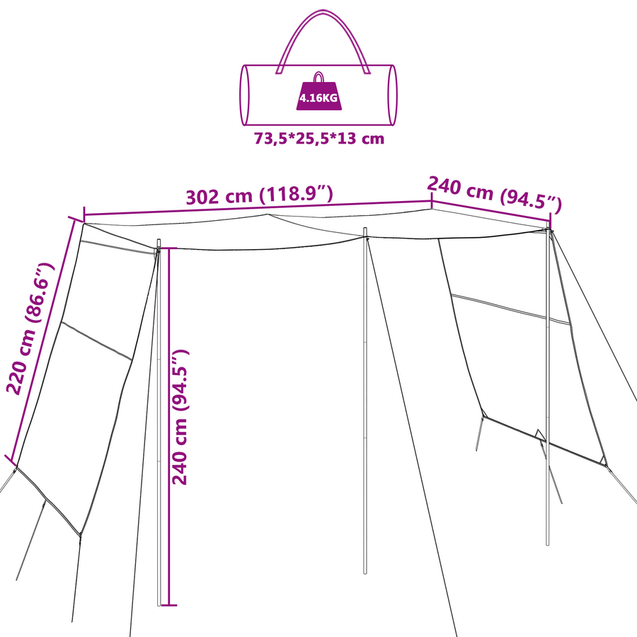 Waterbestendige Tarp 302 x 240 x 240 cm