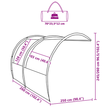 Waterbestendige Tarp 250 x 260 x 260 cm