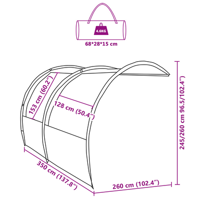 Waterbestendige Tarp 260 x 350 x 260 cm