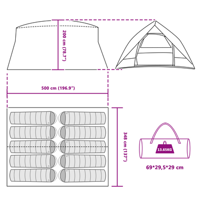 Tunnel tent 500 x 348 x 200 cm
