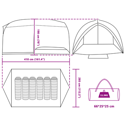 Tunnel tent 410 x 285 x 198 cm