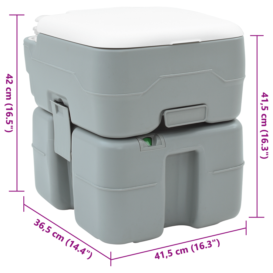 Campingtoilet Draagbaar Grijs 10L Schoon Water 20L Afvaltank