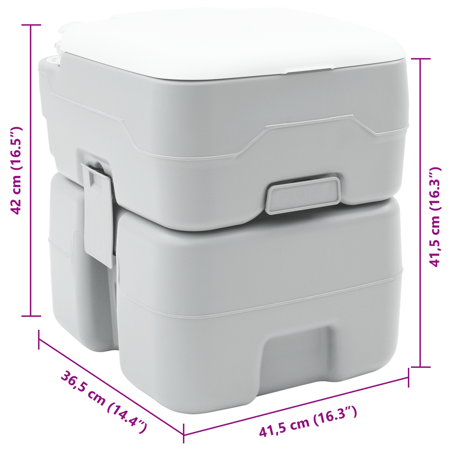 Campingtoilet Draagbaar Grijs 10L Schoon Water, 20L Afvalwatertank
