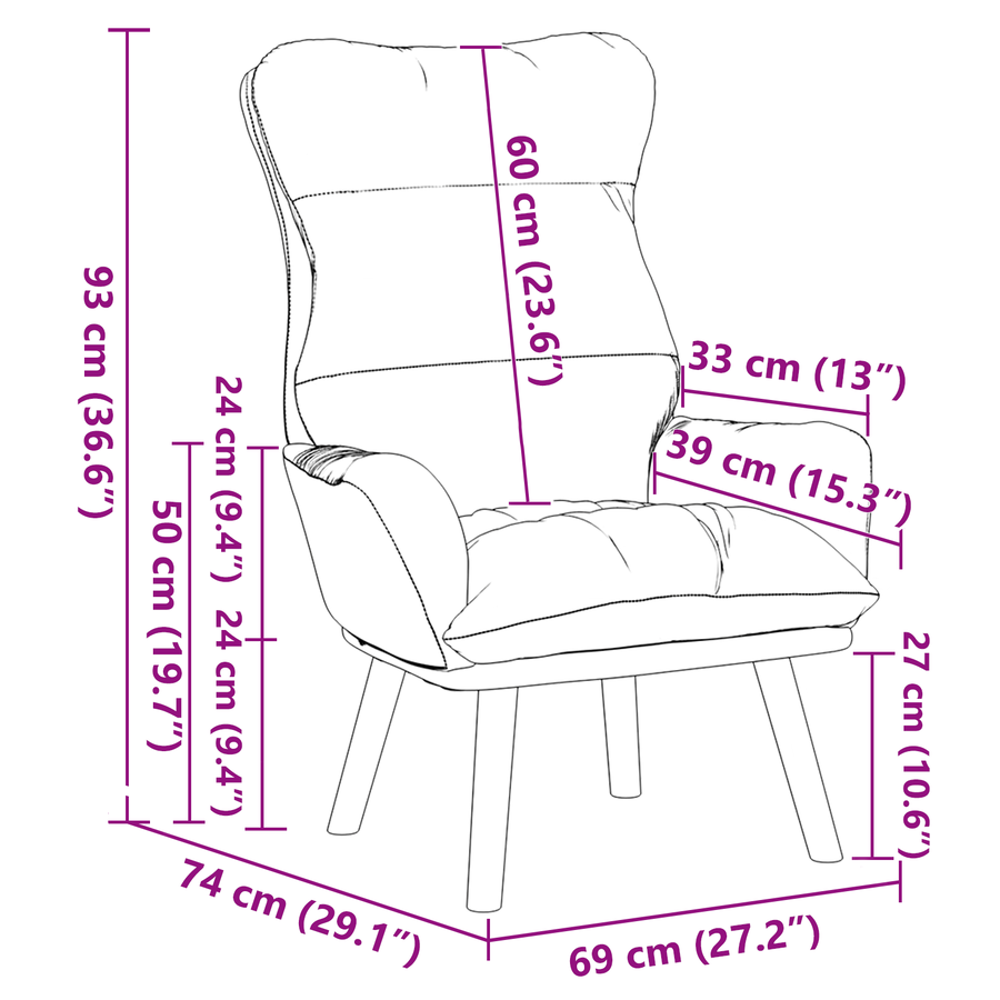 Relaxstoel Donkergrijs Velours