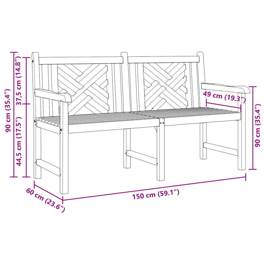 Tuinbank Bruin 150 x 60 x 90 cm Massief teakhout