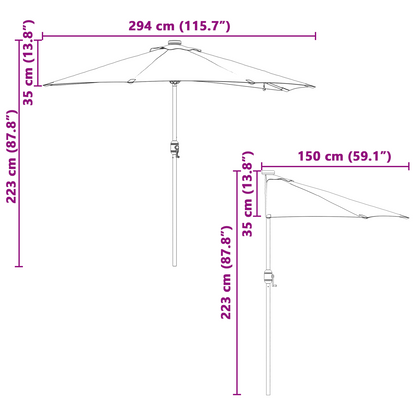 Tuinparasol with LED Strip Lights Zand 294 x 150 x 223 cm Stof