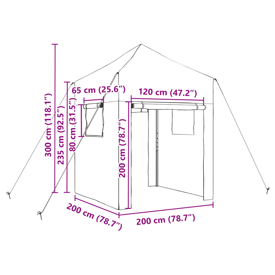 Kweekkas met opblaasframe Groen 200 x 200 x 300 cm Staal