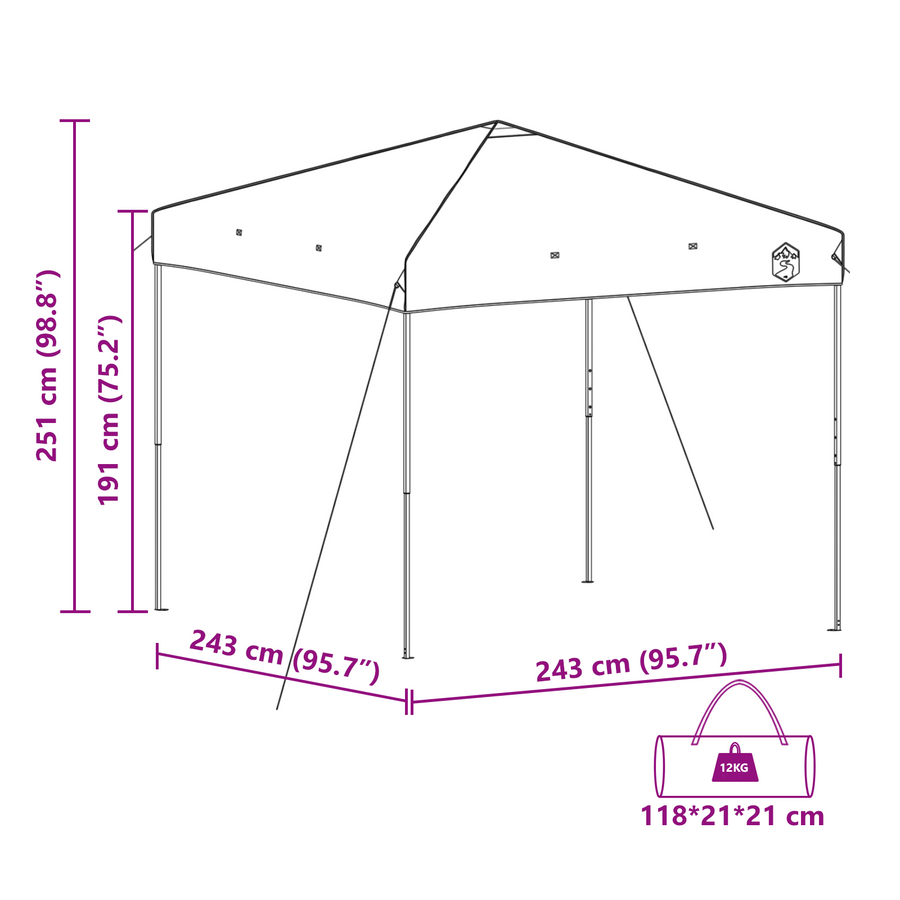 Luifeltent Groen 250 x 250 x 227 / 236 / 245 cm Oxford stof