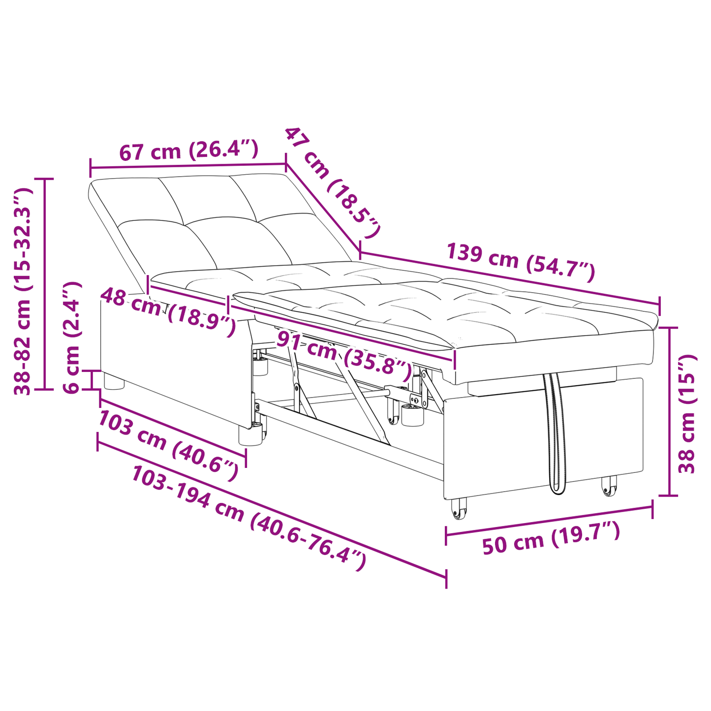 Uittrekbaar 3-in-1 Sofa Bed Blauw