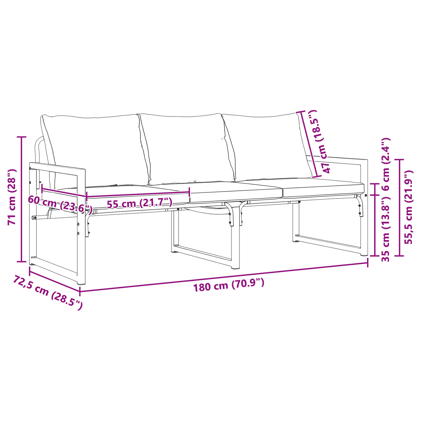 Tuinbank Zwart 61 x 72,5 x 71 cm Staal