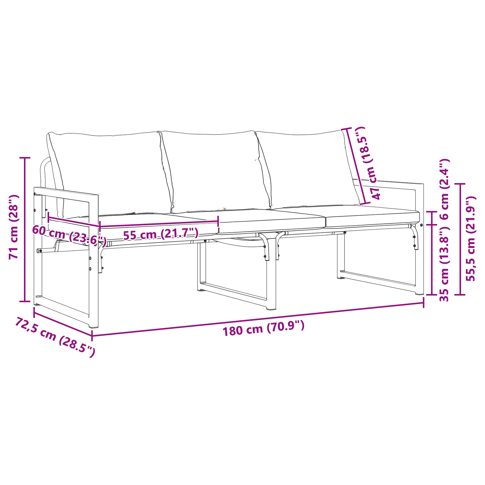 Tuinbank Zwart 61 x 72,5 x 71 cm Staal