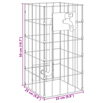 Gabion Kolom met Waterkraan 50x25x25 cm 304 RVS