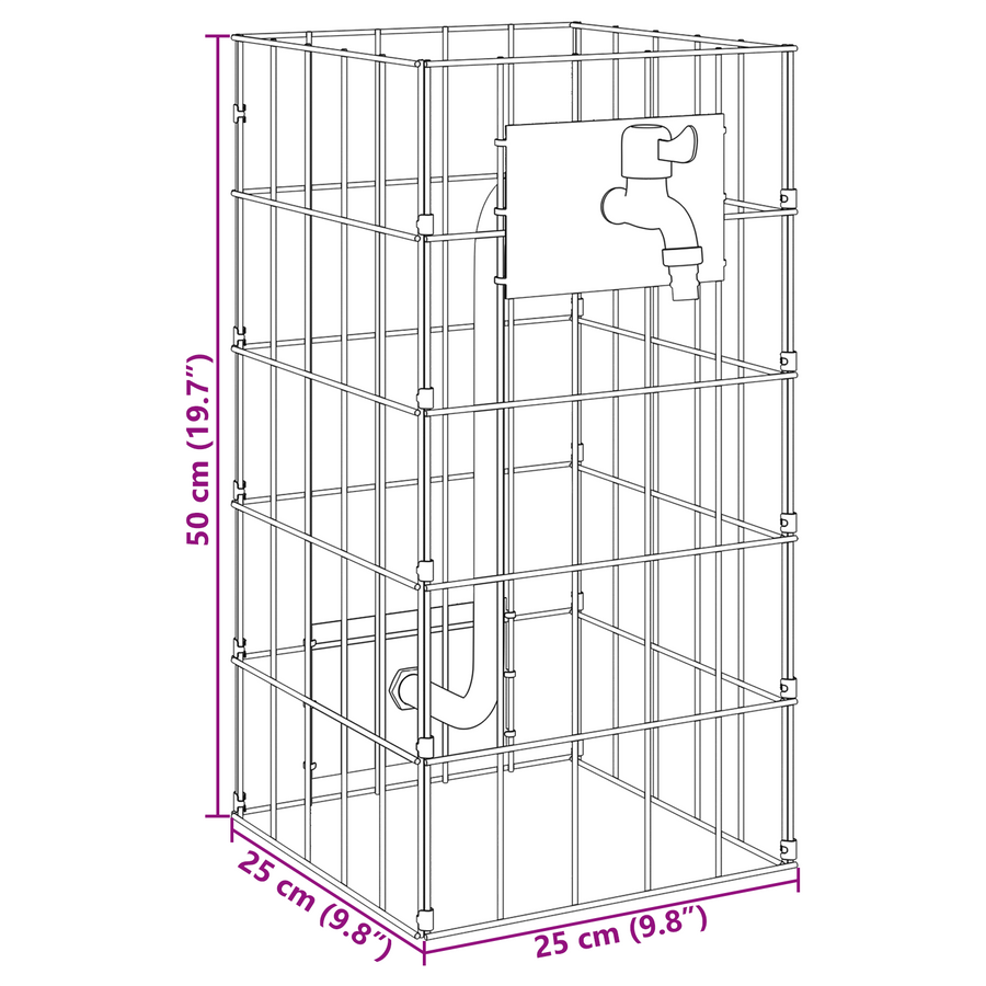 Gabion Kolom met Waterkraan 50x25x25 cm 304 RVS