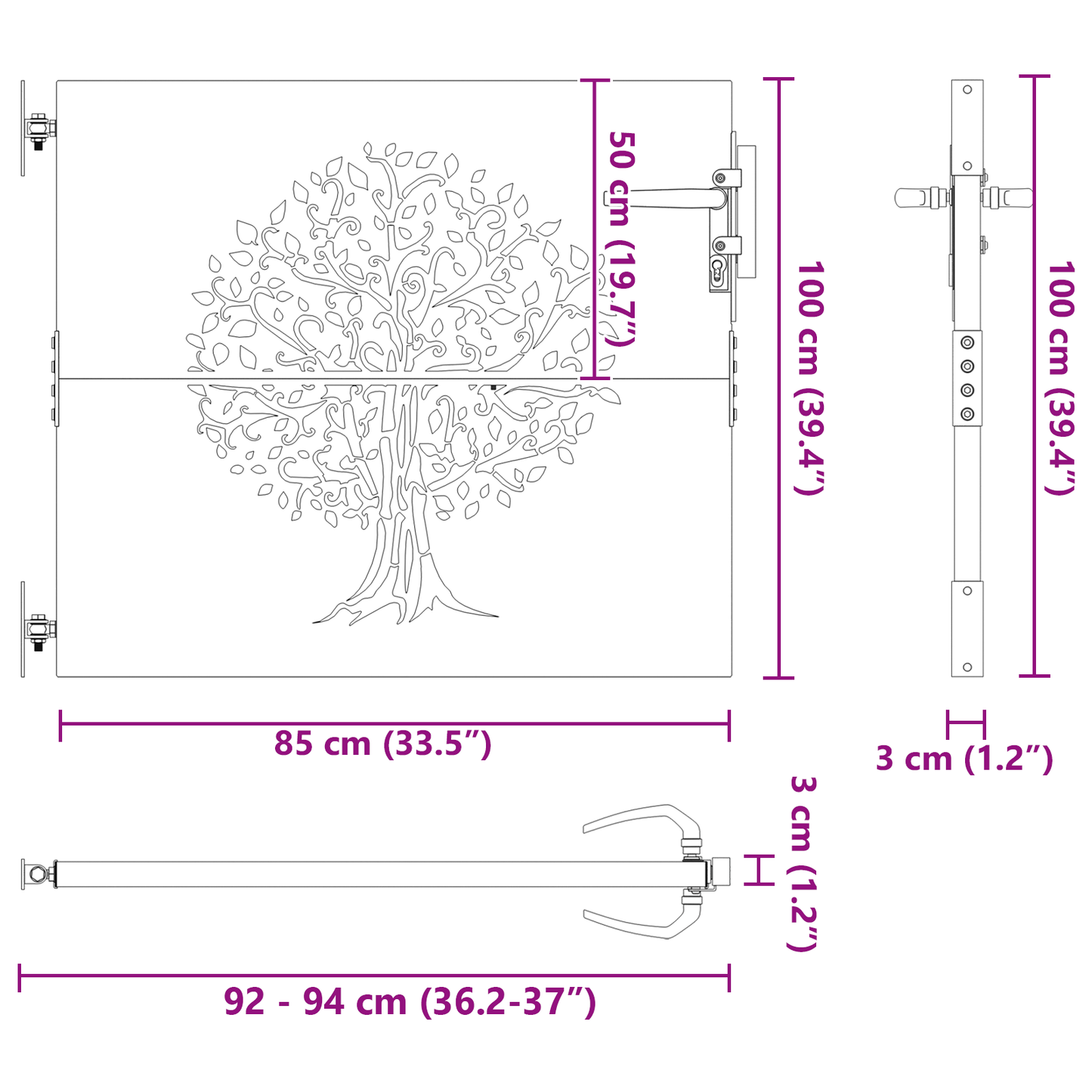 Tuinpoort Anders Zwart 100 x 100 cm Poedergecoat staal
